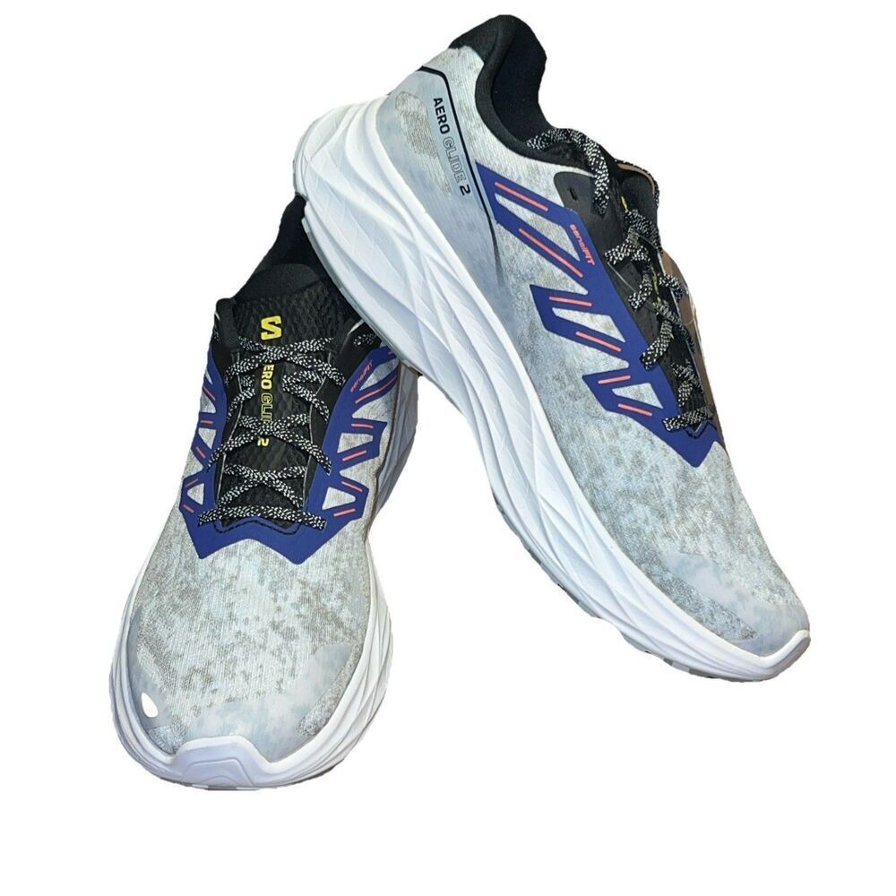 NEW Salomon Aero Glide 2 White/Phantom/Spectrum Running Shoe Men's US Size 12.5